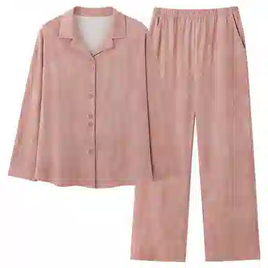 莫代尔 春秋季甜美风休闲简约翻领开衫纯棉宽松显瘦长袖长裤家居服可外穿女士睡衣套装 女款