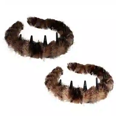 千桐 高颅顶 正反两戴 必备气质绒毛发饰  齿梳飘带外戴发卡头饰 洗脸出门 毛绒 发箍 女款