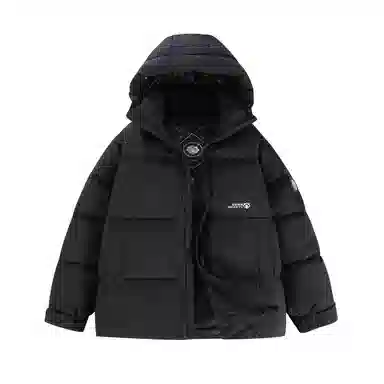 鸭鸭 冬季连帽外套经典袖标印花时尚设计潮流休闲百搭防风防寒户外运动通勤蓬松舒适保暖棉衣羽绒服 男女同款