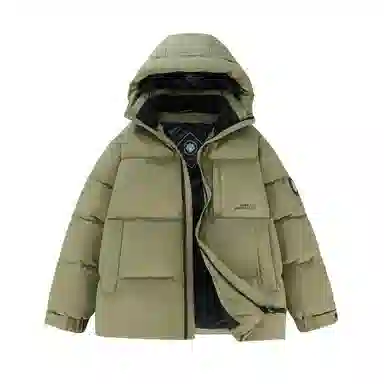 鸭鸭 冬季连帽外套经典袖标印花时尚设计潮流休闲百搭防风防寒户外运动通勤蓬松舒适保暖棉衣羽绒服 男女同款