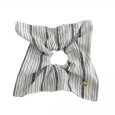 蒙妮 老钱风条纹超大方巾大肠圈 布艺 发圈 女款