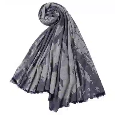 红豆 品牌提花披肩两用白兰提花 羊毛 绒线围巾 男女同款情侣款