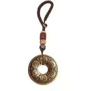 千桐 六字箴言平安扣 心经古法工艺六字真言#好运 合金 挂件 男女同款情侣款