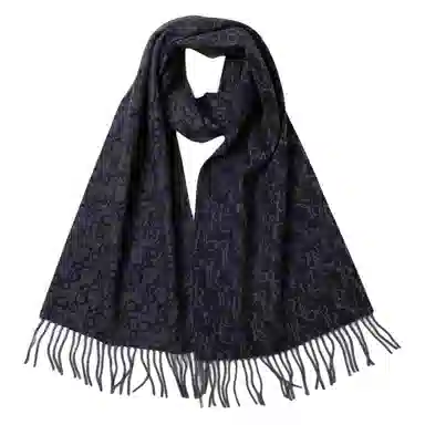 红豆 牌绒毛混纺毛笔字提花 羊毛 绒线围巾 男女同款情侣款