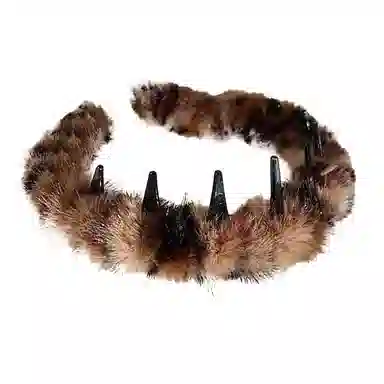 千桐 高颅顶 正反两戴 必备气质绒毛发饰  齿梳飘带外戴发卡头饰 洗脸出门 毛绒 发箍 女款