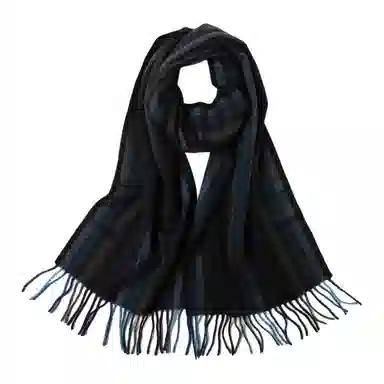 红豆 毛绒竖格水纹条纹方格 绵羊绒 绒线围巾 男女同款情侣款