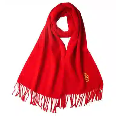 红豆 精美柔软喜庆传统文化舒适保暖 羊毛 绒线围巾 男女同款情侣款