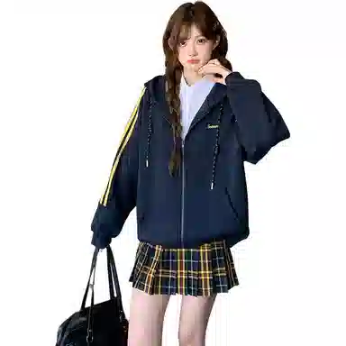 东鲸岁时记 学院风宽松显瘦复古休闲百搭外套上衣韩系早秋氛围感慵懒复古温柔甜美开学季独特漂亮高级感通勤洋气简约连帽卫衣 女款 礼盒装