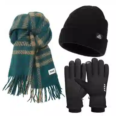 匹克 【降温必备|礼盒可选】冬季加厚柔软亲肤保暖防寒韩系格子百搭 聚酯纤维 绒线围巾 男女同款情侣款 绿色