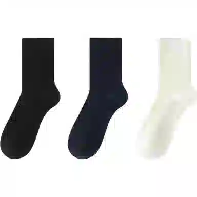 妮轻 羊毛保暖加厚纯色简约中筒袜 女款