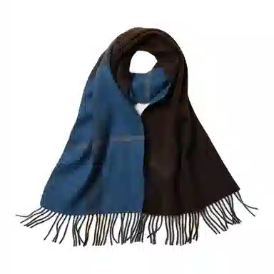 红豆 拼色经典柔软舒适百搭条纹 羊绒 绒线围巾 男女同款情侣款