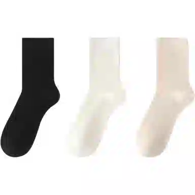 妮轻 羊毛保暖加厚纯色简约中筒袜 女款