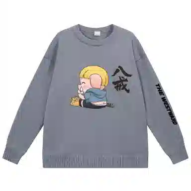 西行纪 美式高街设计感基础款简约毛线衣休闲慵懒风宽松外穿落肩学生打底圆领套头长袖情侣针织衫 男女同款
