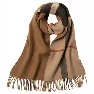 红豆 拼色经典柔软舒适百搭条纹 羊绒 绒线围巾 男女同款情侣款