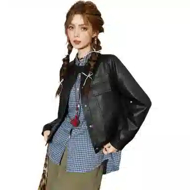 法文箱子 高级感小个子短款皮衣 女款