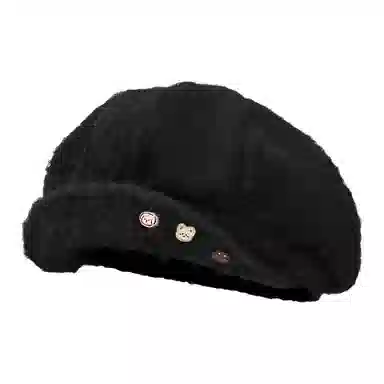 木林森 日系卡通小动物翻檐保暖文艺百搭显脸小潮 毛线 贝雷帽 男女同款情侣款