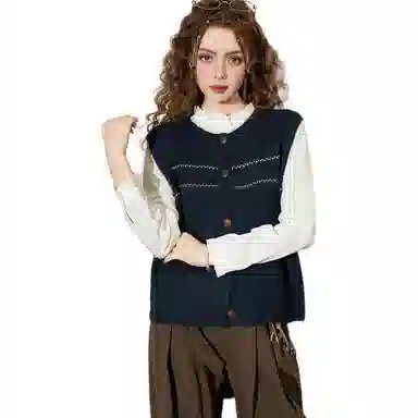 法文箱子 羊毛秋季叠穿马甲 女款