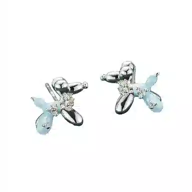 尚先生 创意灵动气球小狗日常百搭可爱滴油精致银针 合金锆石 耳钉 女款