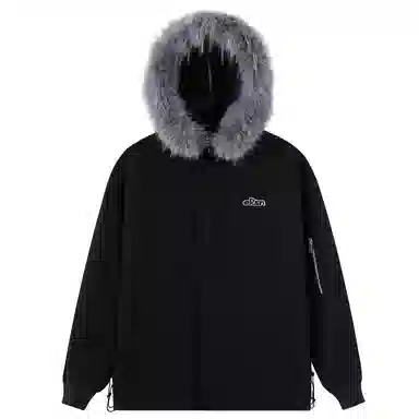 ER ER Vintage Letter Embroidered Hooded Jacket