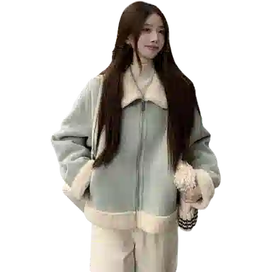 邓大喵 清新气质优雅百搭长袖绒感外套 女款