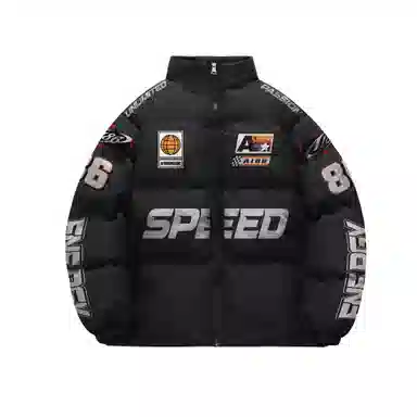 A186 Vintage Racing Logo Puffer Jacket