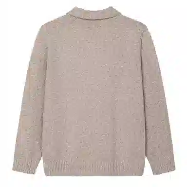 SKARO Heavy Wool Seagull Collar Knit Polo Sweater