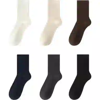 妮轻 羊毛保暖加厚纯色简约中筒袜 女款