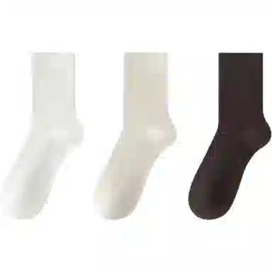 妮轻 羊毛保暖加厚纯色简约中筒袜 女款