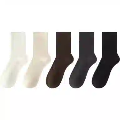 妮轻 羊毛保暖加厚纯色简约中筒袜 女款