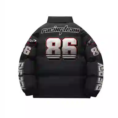 A186 Vintage Racing Logo Puffer Jacket