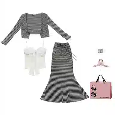 柏黛妃 时尚舒适休闲长袖裙装套装 女款