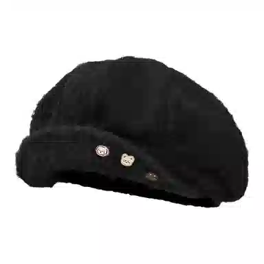 木林森 日系卡通小动物翻檐保暖文艺百搭显脸小潮 毛线 贝雷帽 男女同款情侣款