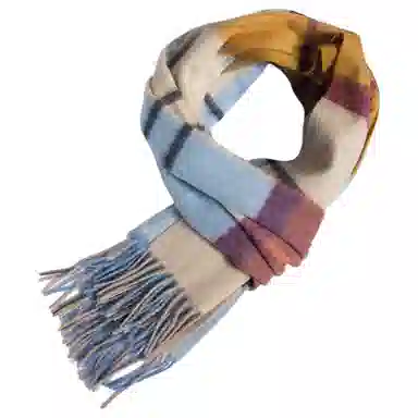 红豆 双面格子柔软舒适保暖 羊绒 绒线围巾 男女同款情侣款