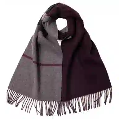 红豆 拼色经典柔软舒适百搭条纹 羊绒 绒线围巾 男女同款情侣款