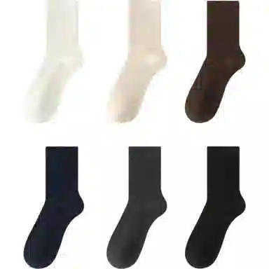 妮轻 羊毛保暖加厚纯色简约中筒袜 女款