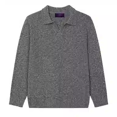 SKARO Heavy Wool Seagull Collar Knit Polo Sweater