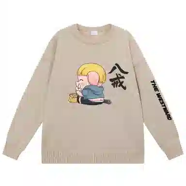西行纪 美式高街设计感基础款简约毛线衣休闲慵懒风宽松外穿落肩学生打底圆领套头长袖情侣针织衫 男女同款