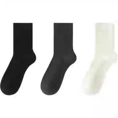 妮轻 羊毛保暖加厚纯色简约中筒袜 女款