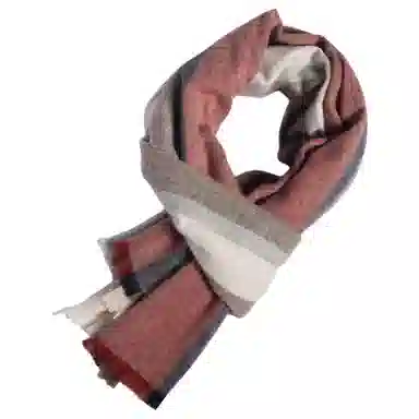 红豆 条纹舒适时尚百搭保暖 羊绒 绒线围巾 男女同款情侣款