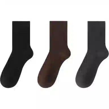 妮轻 羊毛保暖加厚纯色简约中筒袜 女款