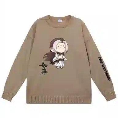 西行纪 美式高街设计感基础款简约毛线衣休闲慵懒风宽松外穿落肩学生打底圆领套头潮流长袖针织衫 男女同款