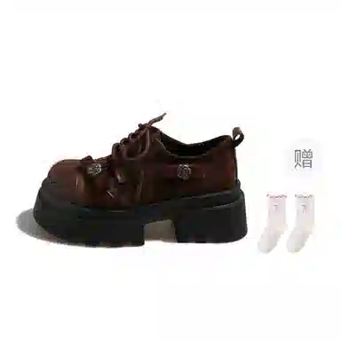 乐乐鱼 厚底复古风小个子小皮鞋 休闲单鞋 女