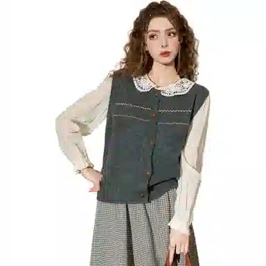 法文箱子 羊毛秋季叠穿马甲 女款