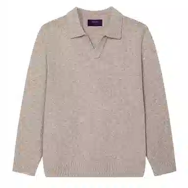 SKARO Heavy Wool Seagull Collar Knit Polo Sweater