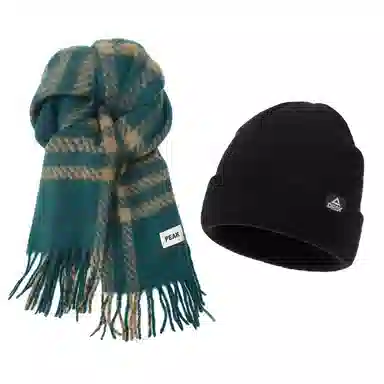 匹克 【降温必备|礼盒可选】冬季加厚柔软亲肤保暖防寒韩系格子百搭 聚酯纤维 绒线围巾 男女同款情侣款 绿色