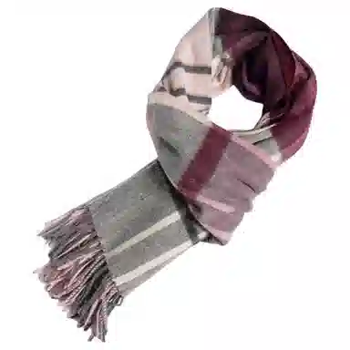 红豆 双面格子柔软舒适保暖 羊绒 绒线围巾 男女同款情侣款