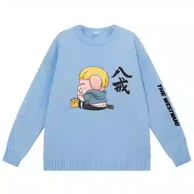 西行纪 美式高街设计感基础款简约毛线衣休闲慵懒风宽松外穿落肩学生打底圆领套头长袖情侣针织衫 男女同款