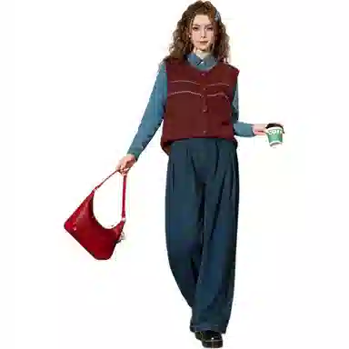 法文箱子 羊毛秋季叠穿马甲 女款