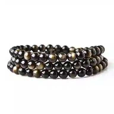 【消除108种烦恼】 灵菲 时尚潮流念珠佛珠叠戴手饰 新中式文艺复古 霉运消散 时来运转 #好运 黑曜石 手串 男女同款情侣款