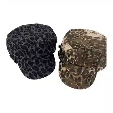 木林森 美式复古豹纹酷千禧辣妹显脸小 牛仔布 贝雷帽 男女同款情侣款